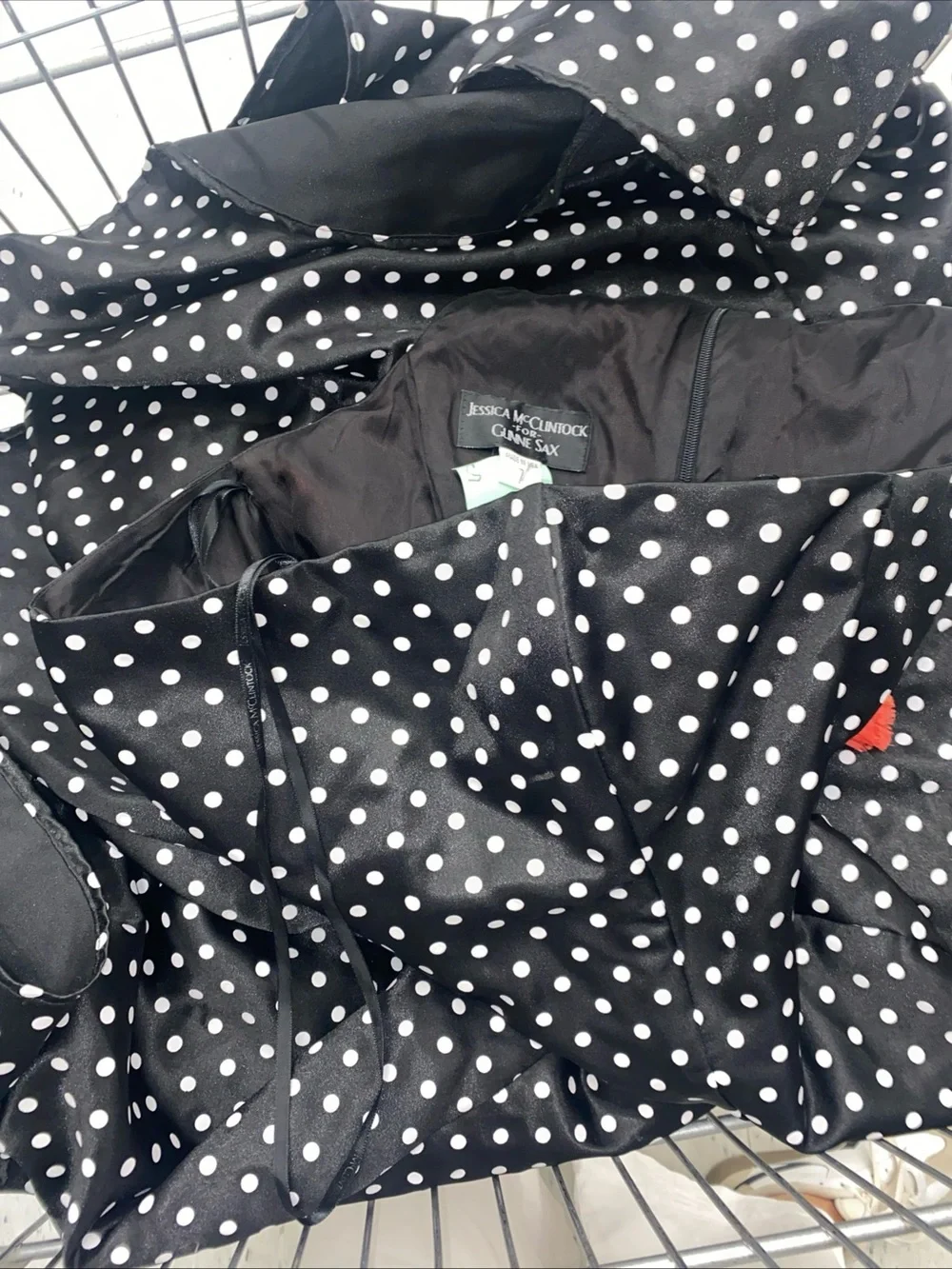 Jessica McClintock Gunne Sax Womens Dress 7 Y2k Black White Polka dots Goth‎